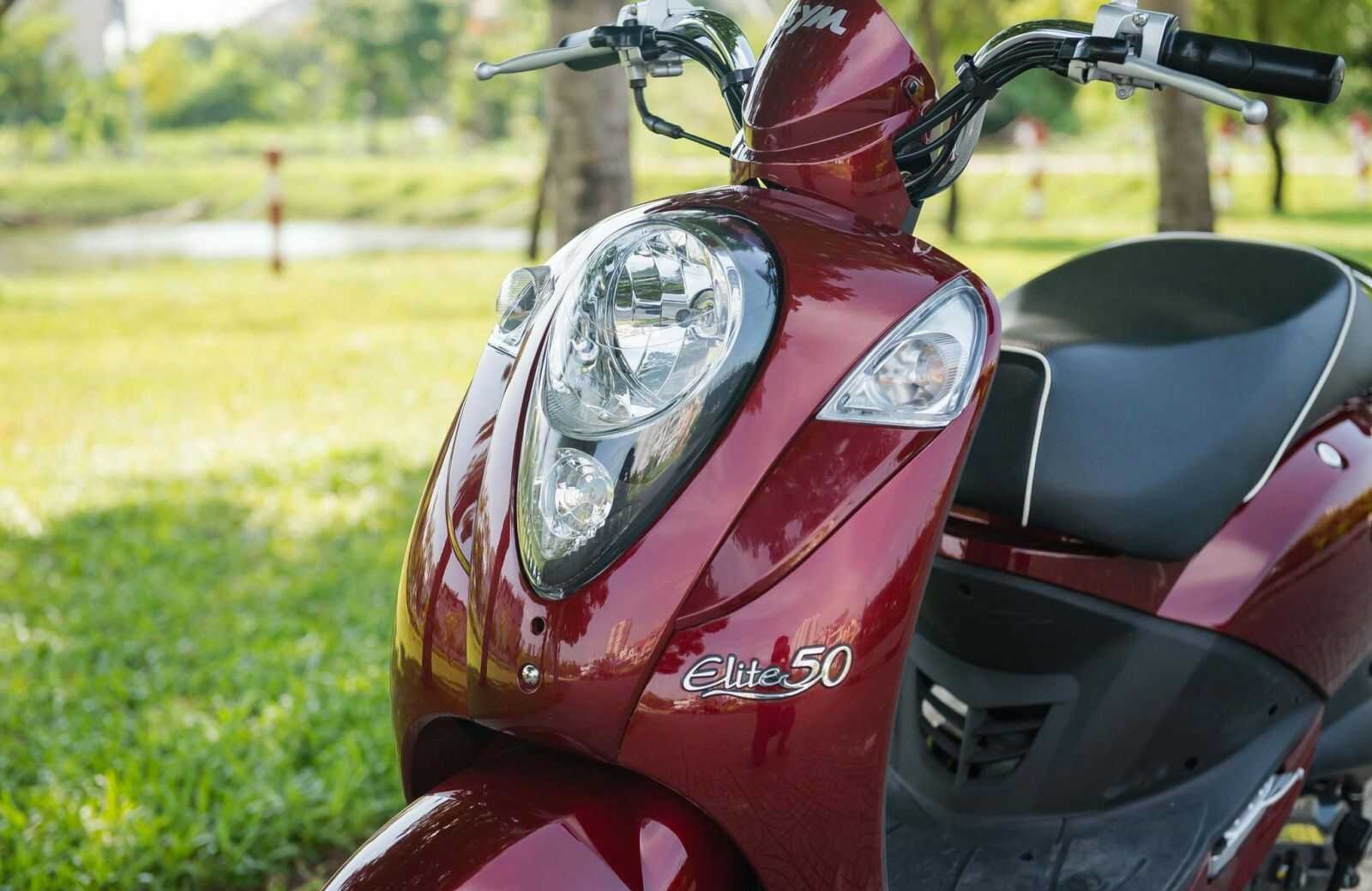 Xe ga 50cc Elite SYM Đen Mờ/Đỏ Mận