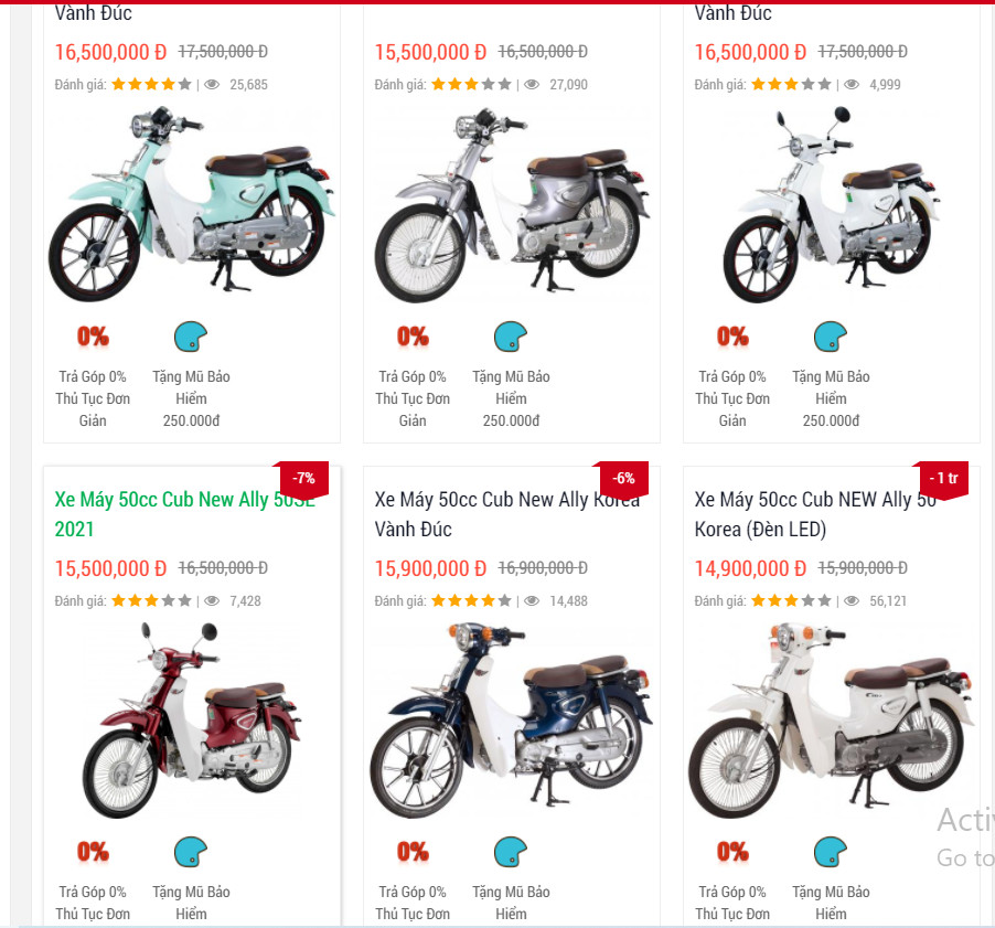 Bảng giá xe máy Cub 50cc Ally