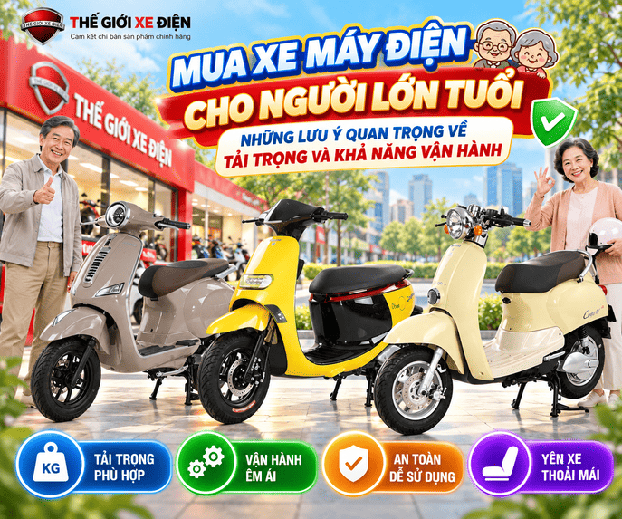 Mua Xe Máy Điện Cho Người Lớn Tuổi: Những Lưu Ý Quan Trọng Về Tải Trọng Và Khả Năng Vận Hành