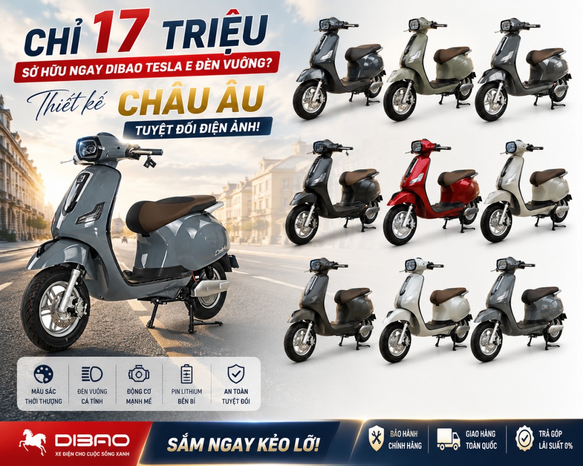  Chỉ 17 triệu sở hữu ngay Dibao Tesla E Đèn Vuông? Thiết kế Châu Âu tuyệt đối điện ảnh!
