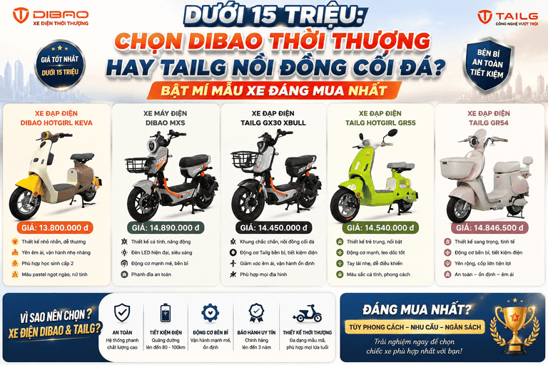 Dưới 15 Triệu: Chọn Dibao Thời Thượng Hay Tailg Nồi Đồng Cối Đá? Bật Mí Mẫu Xe Đáng Mua Nhất