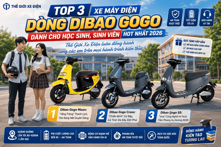 TOP 3 Xe Máy Điện Dòng Dibao Gogo Dành Cho Học Sinh, Sinh Viên Hot Nhất 2026